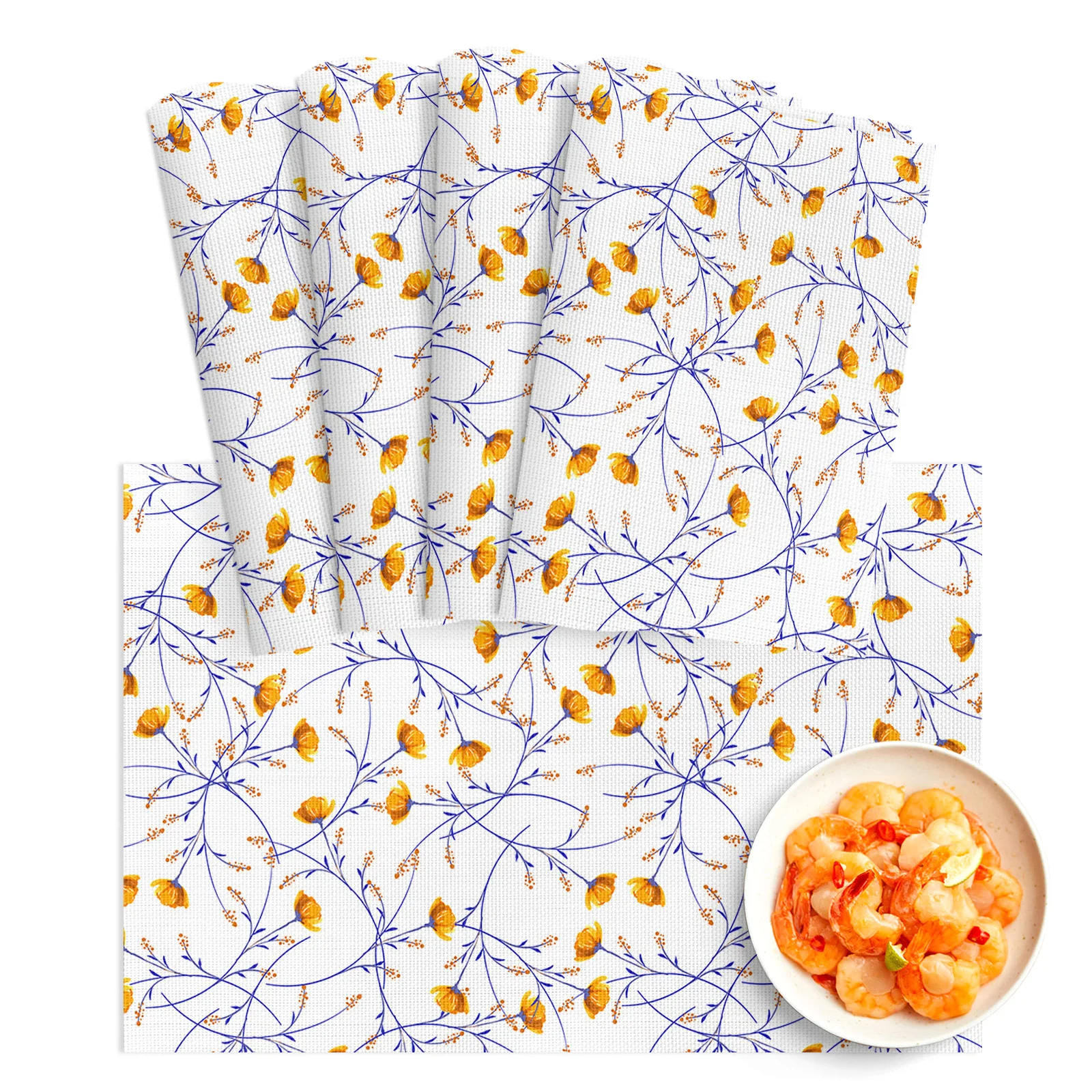 

4/6pcs Placemat Vintage Flower Plant Leaf Autumn Restaurant Kitchen Accessories PVC Dining Table Mats Disc Bowl Coaster Pad