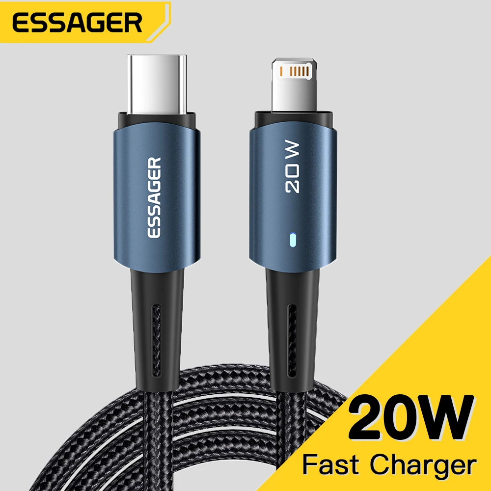 Кабель Essager PD20W USB Type-C для iphone 11 12 13 Pro Max Mini Xs Xr X 8 Plus iPad быстрая зарядка кабель Lightning