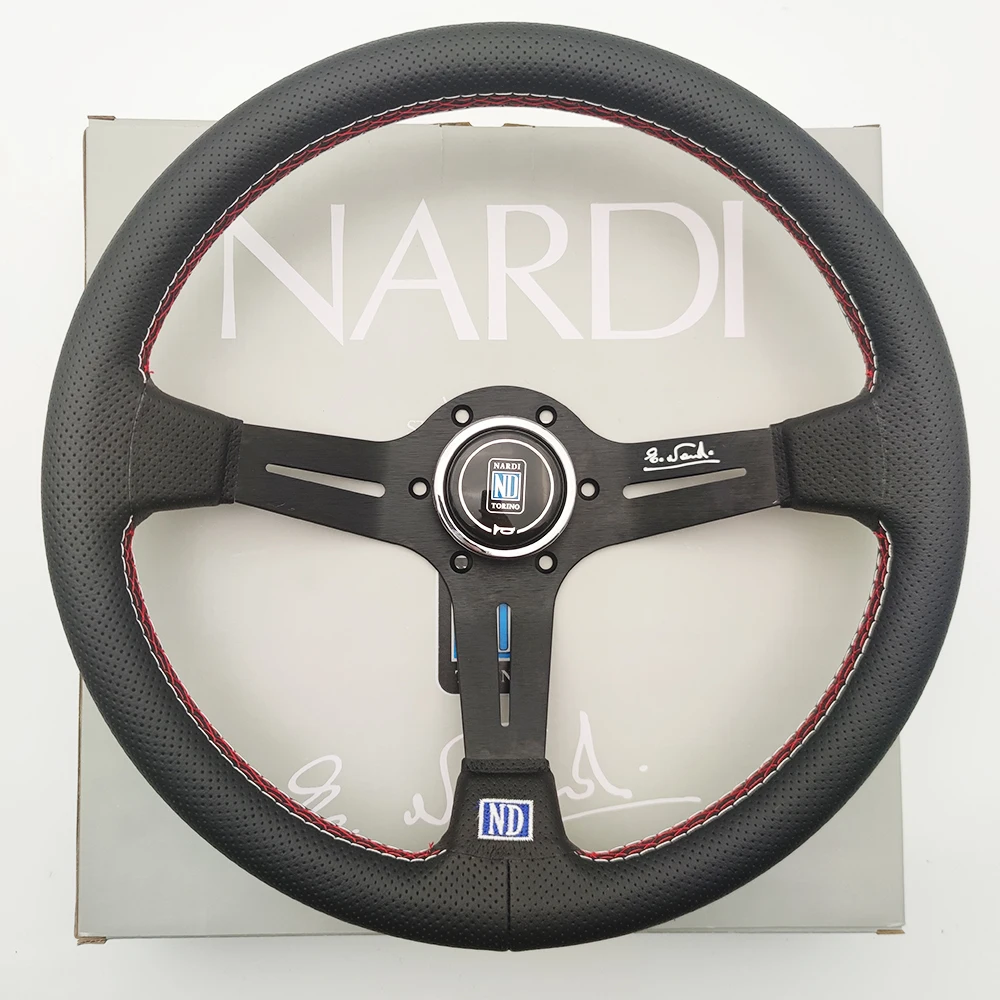 Кожаное рулевое колесо 350 мм Гоночное спортивное Рулевое Автомобильное высокого