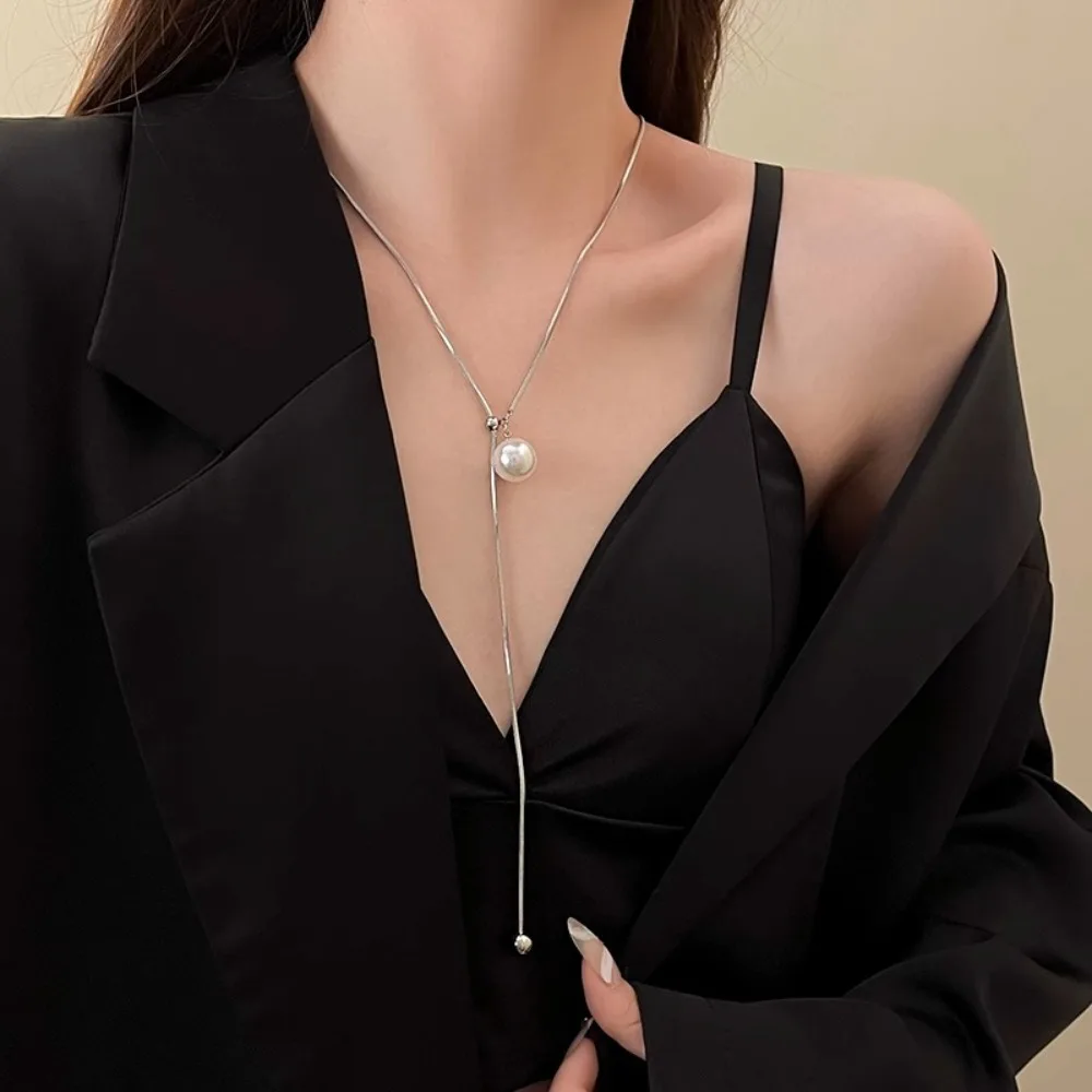 Ожерелье Spice Girl из сплава в корейском стиле элегантный серебряный свитер цепочка