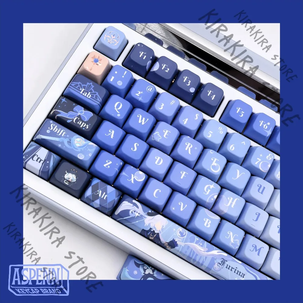 Фото Коллекционные фигурки Furina Focalors Impression MDA Keycaps KBC Kforce Genshin Impact для косплея, декора компьютера, креативный подарок №3