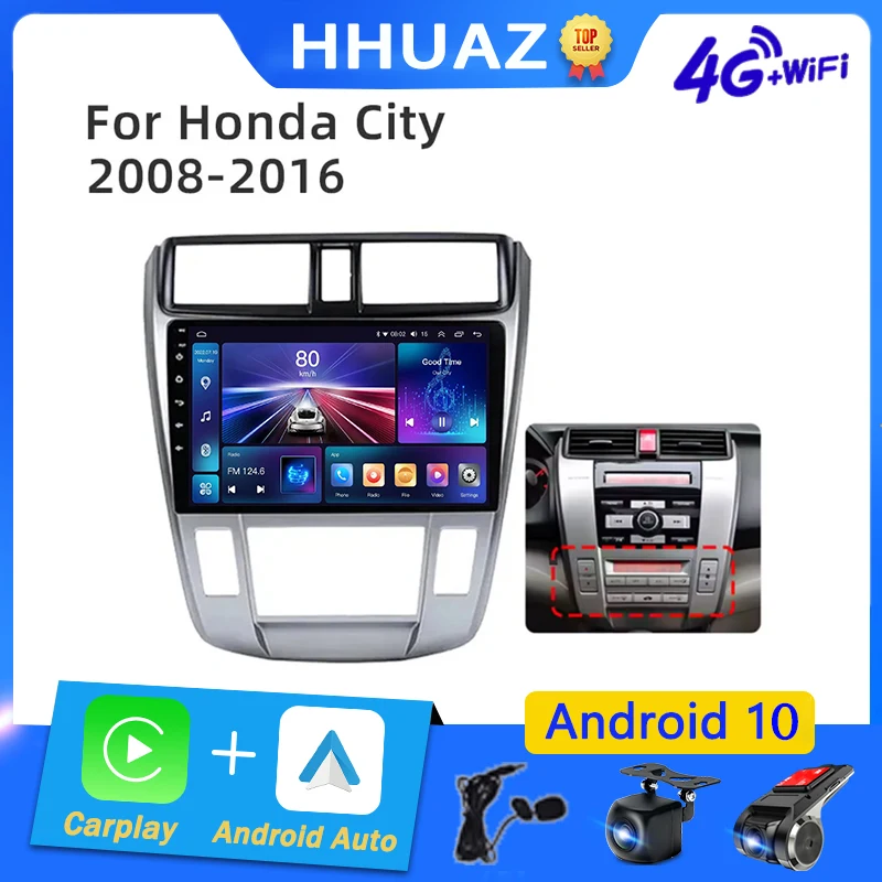 Для Honda City 2008 2009 2010 2011 2012-2015 2016 2din Android Автомобильный радиоприемник Carplay