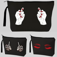 2022 cosmetic bag women print makeup case strap organizer pouch necesserie travel toiletry bag fashion canvas zipper tote purse