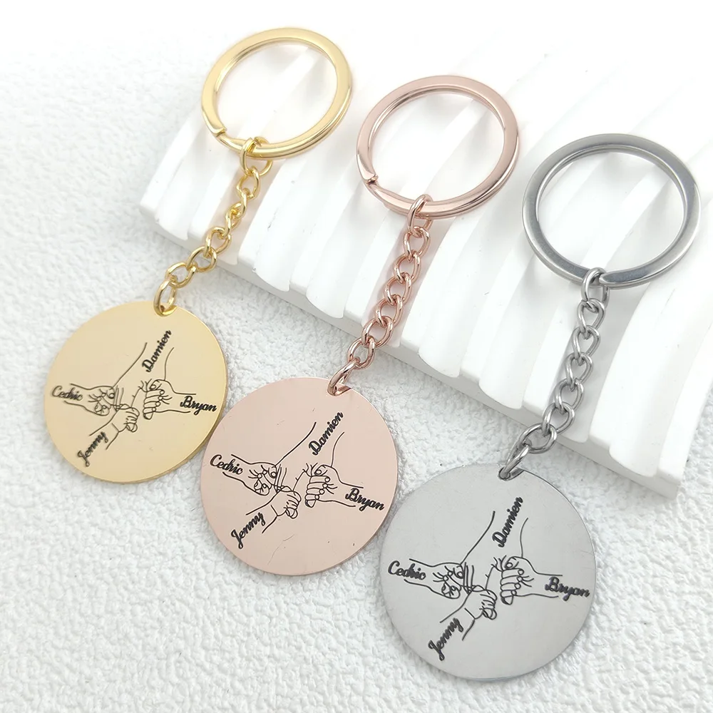 

Custom Name Keychain Personalized Vertical Nameplate Pendant Stainless Steel Keyring For Unisex Family Jewelry Wholesale