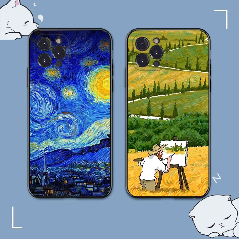 

Van Gogh Sunflowers The Starry Night Art Aesthetic Phone Case For iPhone 14 13 12 Mini 11 Pro XS Max X XR SE 6 7 8 Plus Soft