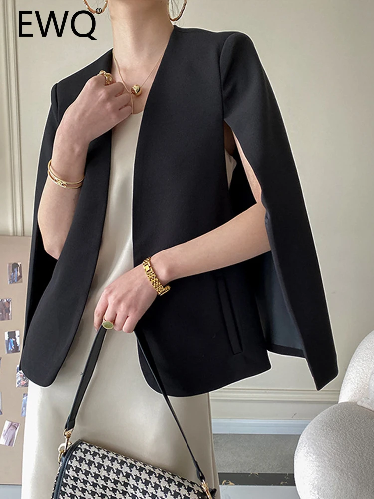 

EWQ Solild Sleeveless Design Elegant Blazers For Women Cardigan Office Lady Office Lady Female Jackets 2023 Autumn New 26D4736
