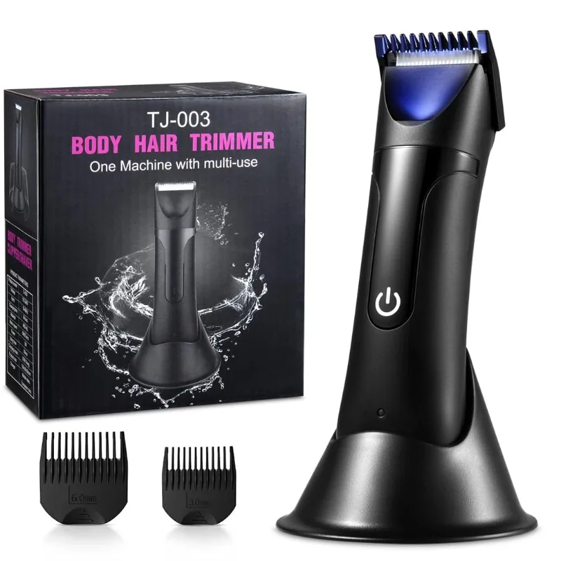 

Body Groomer Men Electric Groin Hair Trimmer Waterproof Wet/Dry Hair Clipper Body Shaver for Men Pubic Hair Razor with LED Light