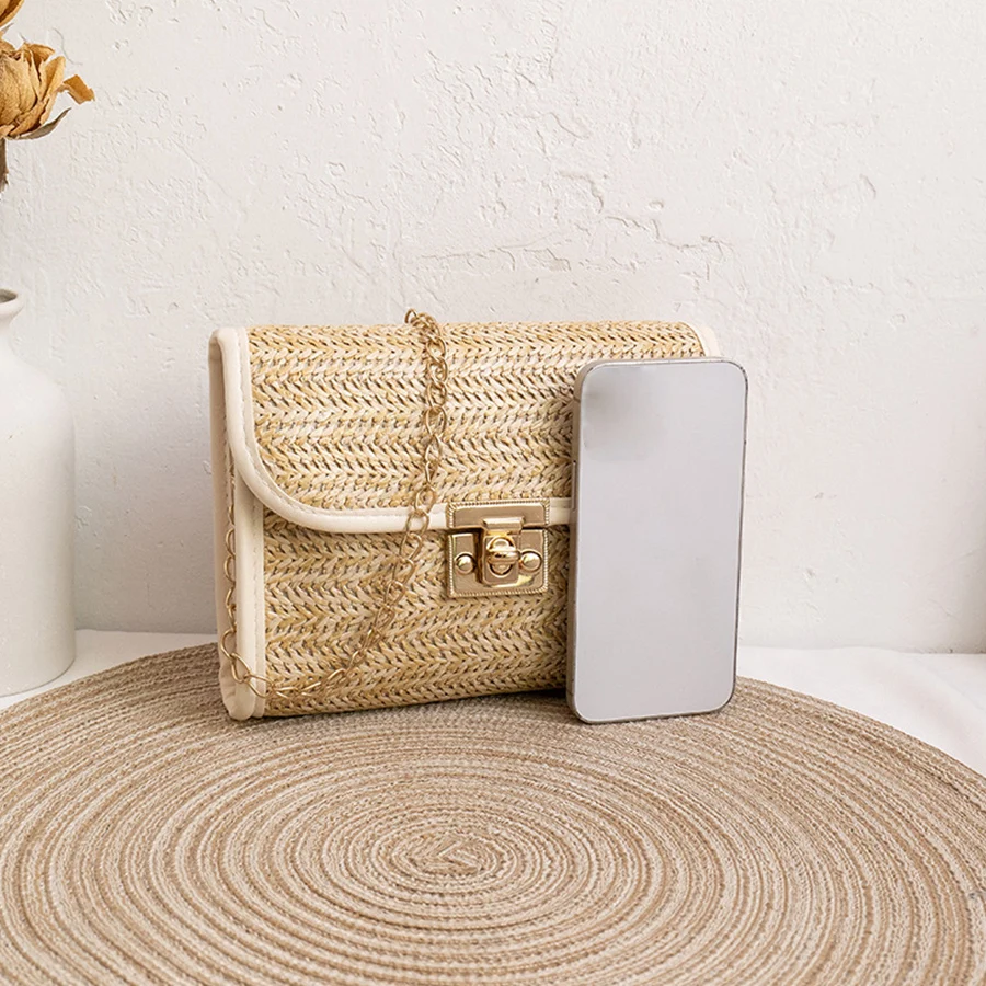 Женская Соломенная плетеная Сумка через плечо в стиле ретро плетеные маленькие