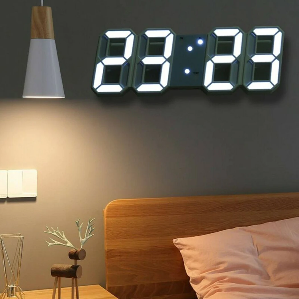

3D Modern Digital LED Wall Clock 24/12 Hour Display Timer Alarm Home USB For Living Room Bedroom Office Coffee Shop Gym