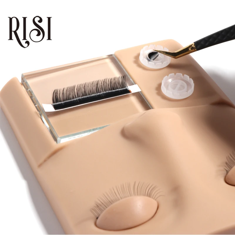 RISI-Cabeza de Maniquí de pestañas con Kit de párpados, suministros para práctica profesional, cabeza de maniquí para extensión de pestañas