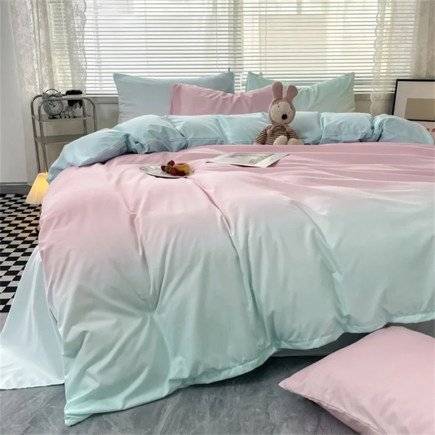 

Gradient Color Bedding Set Washed Cotton Duvet Cover Bed Sheet Queen King Size Bedclothes Comforter Cover Bed Linens Pillowcase