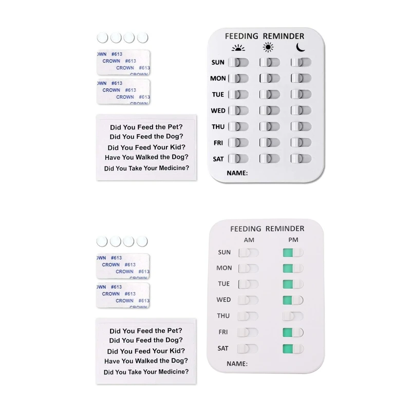 

Dog Medication Reminder Feeding Tracker Magnets on Back Mounts Anywhere