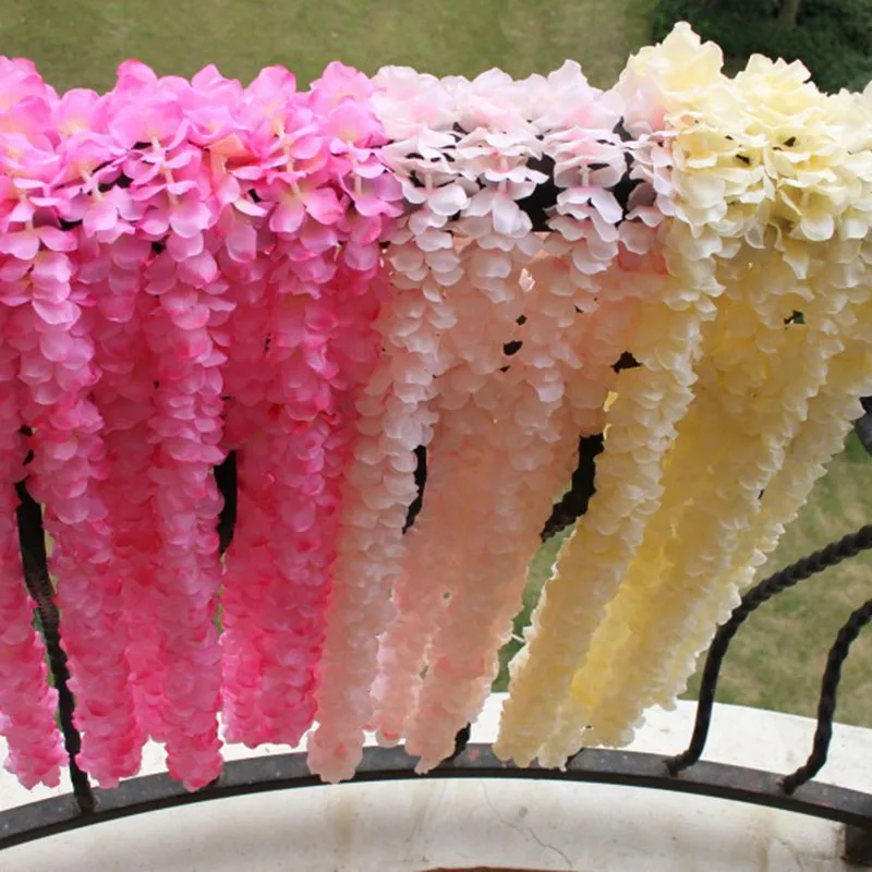 

Artificial Flower Orchid Flower String Silk Flower Wedding Rattan Plant Wall Hanging Flowers Home Decoration Wholesale