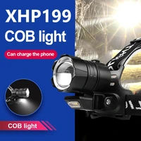 2022 new xhp199 led headlamp powerful head flashlight 18650 rechargeable headlight led head lamp zoomable fishing head lantern