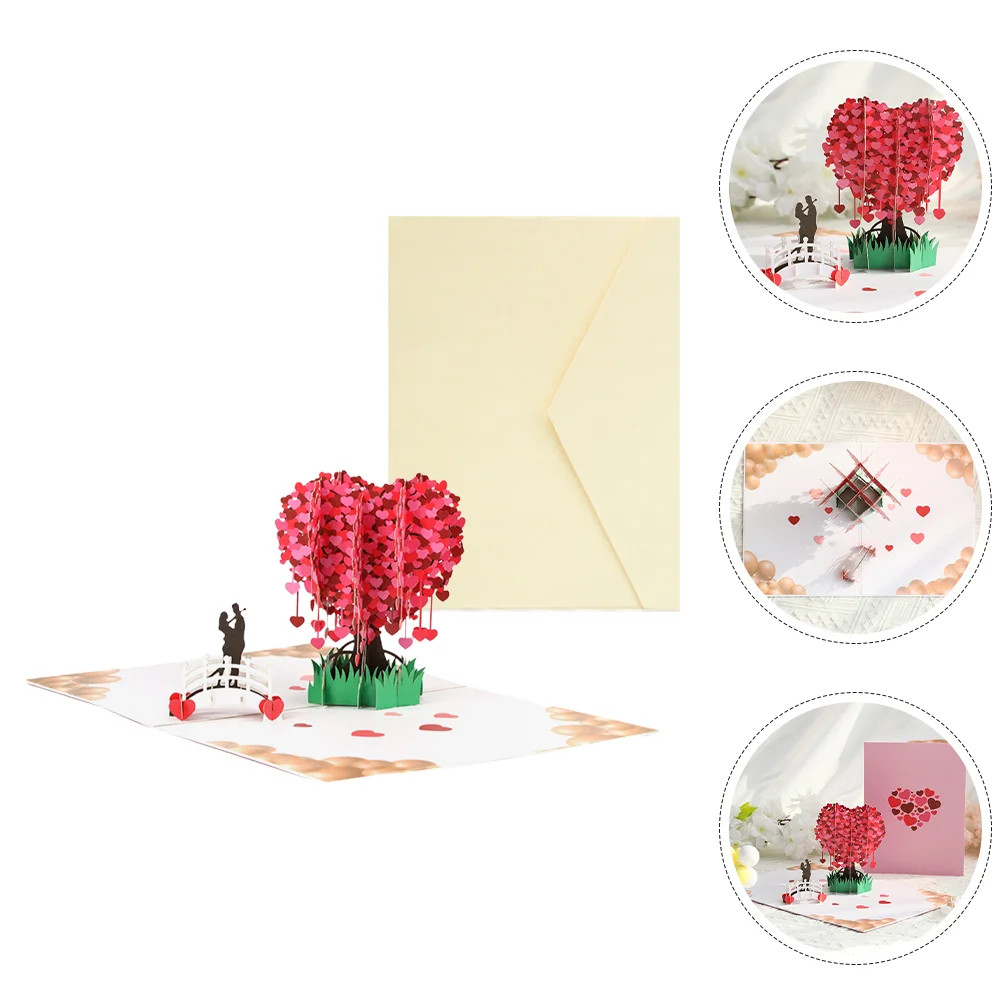 

1 Set Valentine's Day Message Card Blessing Card 3D Heart Message Card for Lovers
