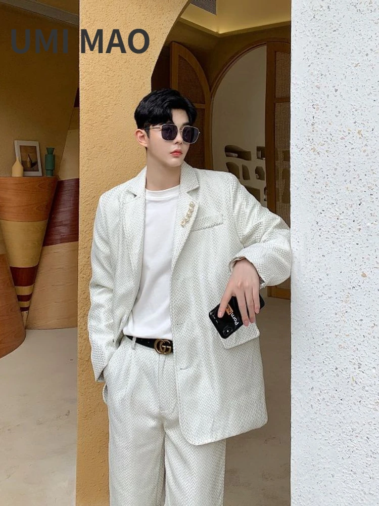 

Модный дизайнерский Блейзер UMI MAO Yamamoto из особой ткани на весну и осень, универсальный Повседневный пиджак, мужское пальто Y2K