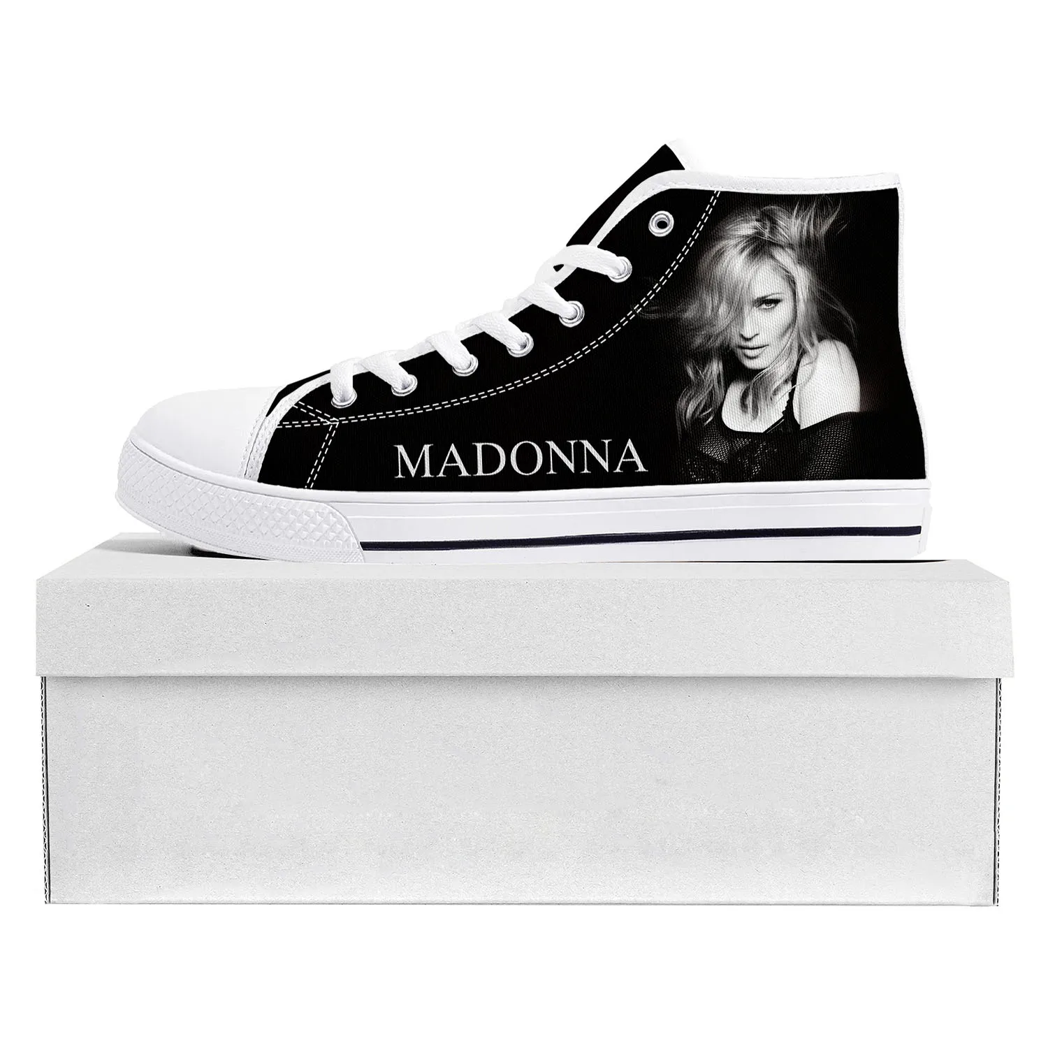 Madonna Pop Rock Singer High Top High Quality Sneakers Mens Womens Teenager Canvas Sneaker Couple Shoe Custom Shoe Disco Fashion