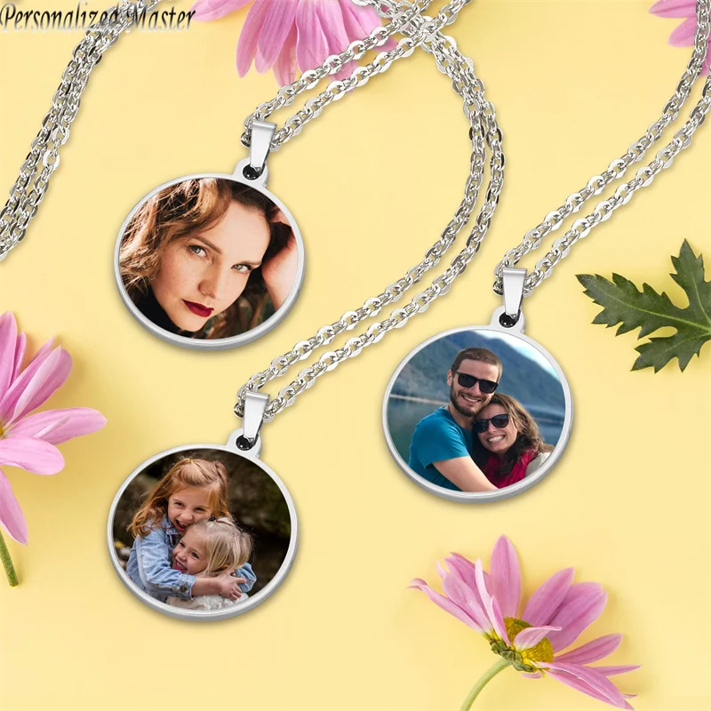 

Индивидуальный мастер на заказ ожерелье с фото гравировка Красочная картина круглая подвеска для друзей семья влюбленных день рождения памятный подарок