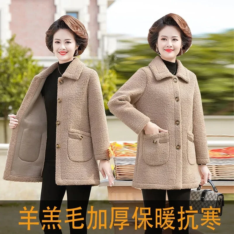 

Women's Lamb Wool Jackets 2022 Autumn Winter Cotton Coats Thicken Warm Lambswool Parkas Jacket Mom Casual Cashmere Outwear Coats