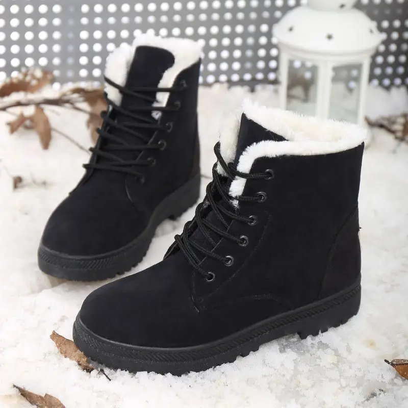 

Women's Boots 2023 Winter Boots with Fur Low Heels Snow Boots Ankle Bota Feminina Platform Booties for Women Winter Shoes Heeled
