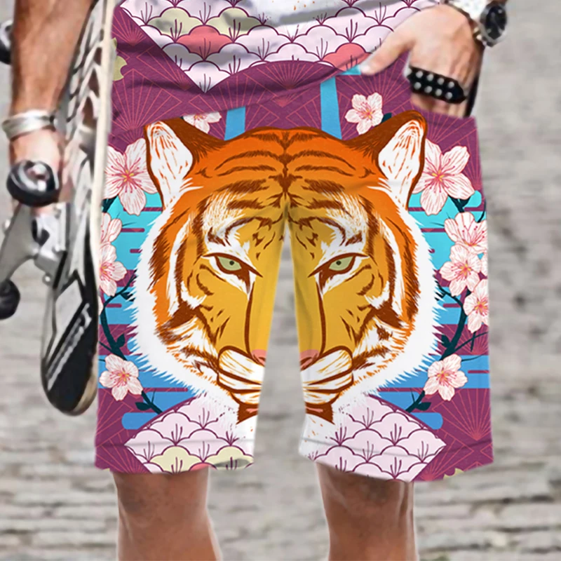 Tiger Pattern Men Shorts Streetwear Fashion 3D Printed Loose Comfortable Quick Dry Men's Summer Shorts Swimming Harajuku Funny