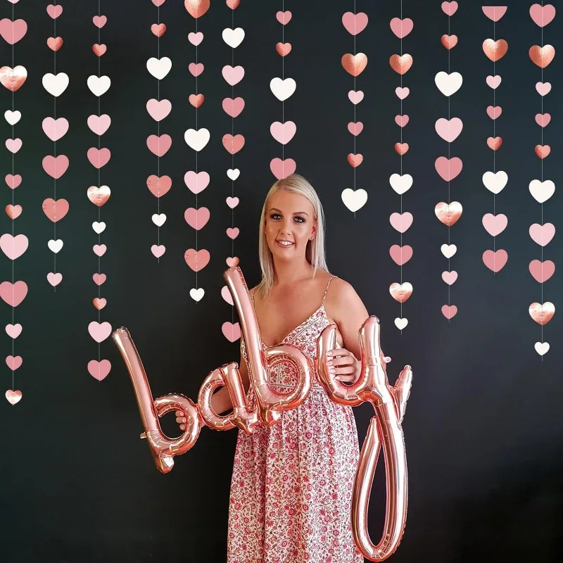 Розовое золото пыльно-розовое сердце гирлянда бумажный стример для свадеб