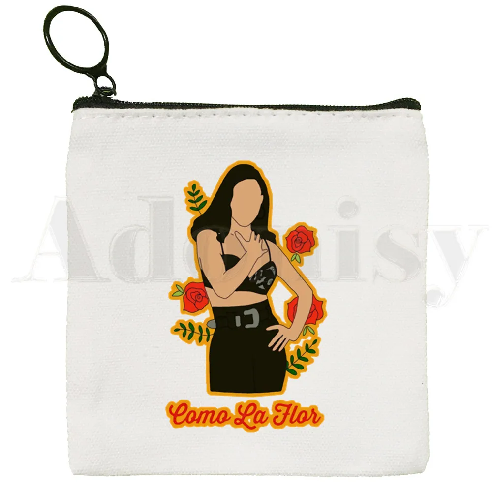 Vintage 90s La Reina SELENA QUINTANILLA Cartoon Coin Purse Illustration Key Case Simple Small Cloth Bag New Creative Coin Purse