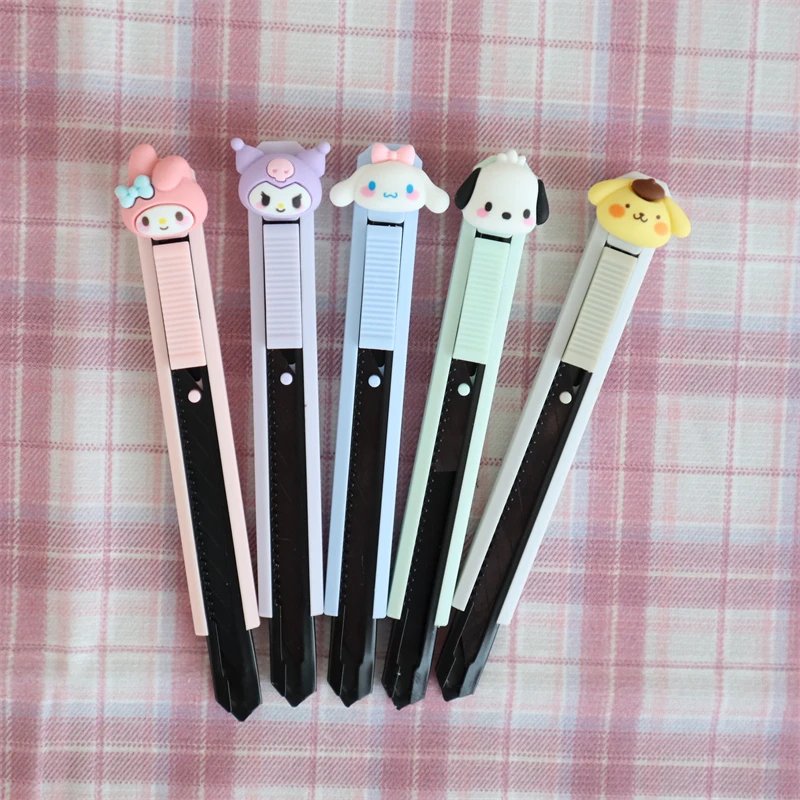 

Sanrio Kawaii Kuromi Mymelody Cinnamorol Utility Knife Cute Unboxing Utility Knife Anime Portable Paper Cutter School Supplies