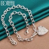 doteffil 925 sterling silver 18 inch chain photo frame heart pendant necklace for women man wedding engagement fashion jewelry