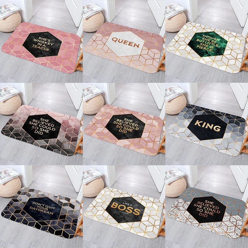 

3D Visual Geometry Pattern Coral Velvet Soft Carpet Rug Home Decor Bedroom Anti-Slip Doormat Kitchen Bath Entrance Door Mat
