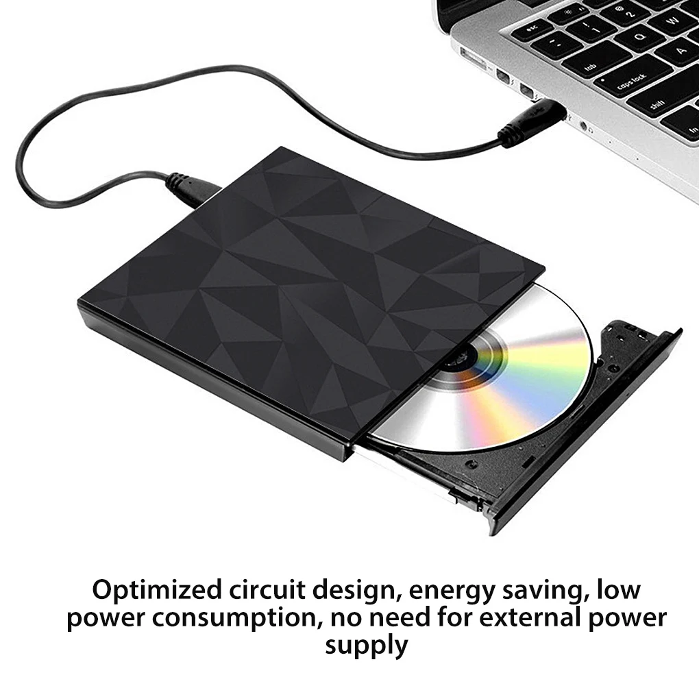 

CD RW Burner External DVD Driver Data Reader Writer Portable CD-ROM Player Low-noise Recorder Intended for Mac OS