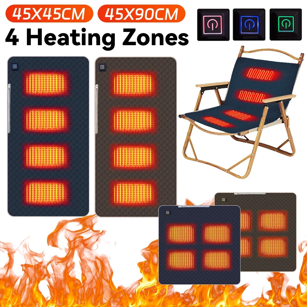 4 зоны с подогревом стул для кемпинга коврик уличное дорожное USB-электрическое