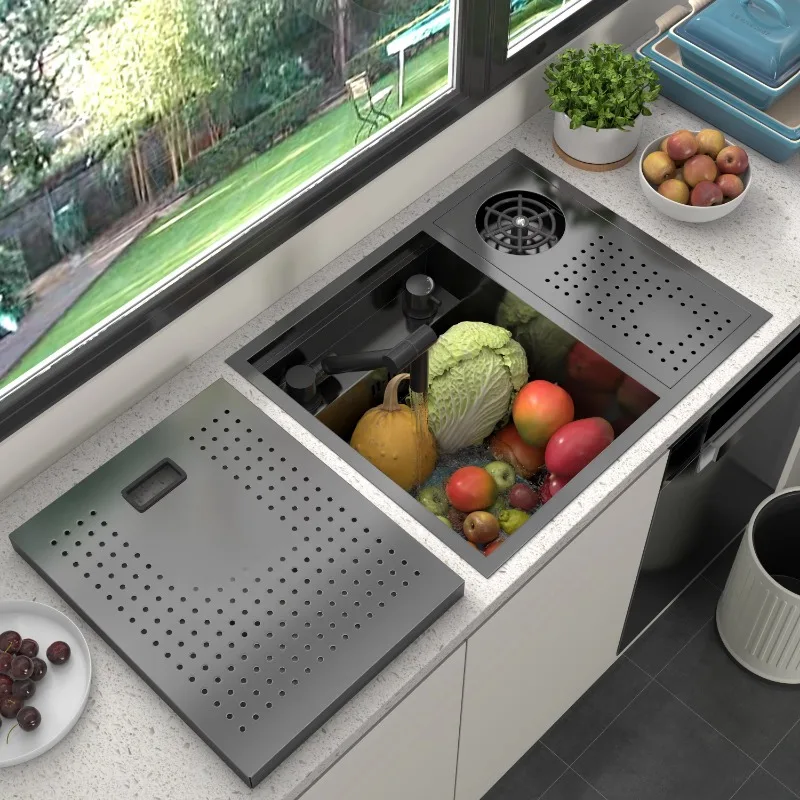 Скрытая Черная кухонная раковина скрытая Одиночная чаша из нержавеющей стали