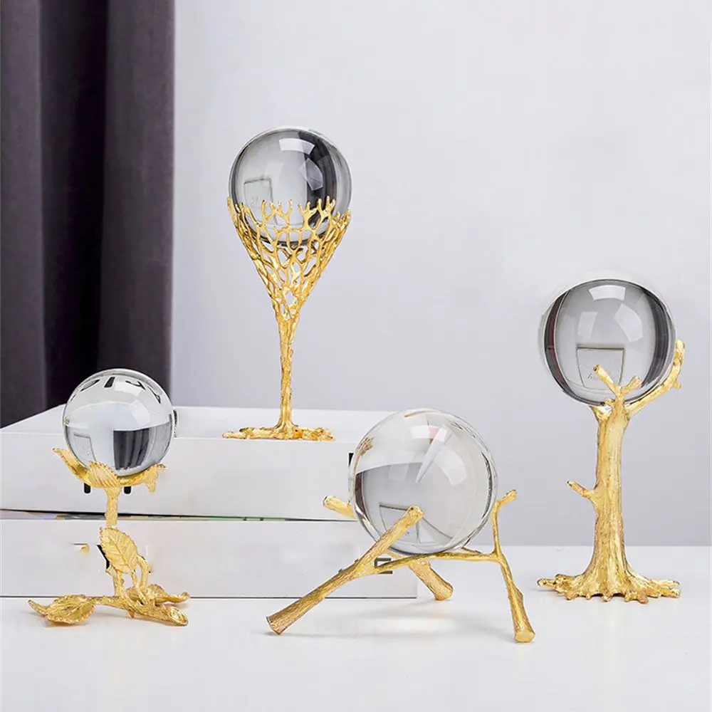 

Home Decoration Vintage Nordic Handicraft Wrought Iron Craft Crystal Ball Holder Base Art Figurine Golden Ornament