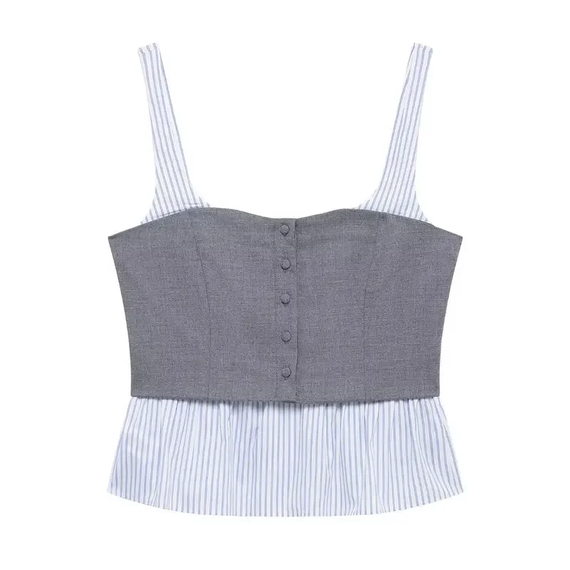 Новинка весны 202 женская мини-юбка из поплина в полоску с круглым вырезом и