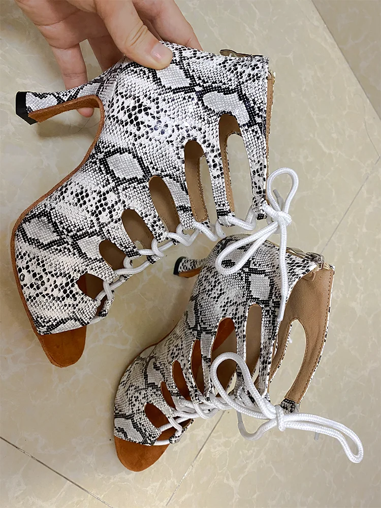 Dance Shoes Snake Leather Latin Dance Rumba Samba Ballroom Party Ladies Dancing Sexy Ladies Sandals Dance Party Shoes For Women