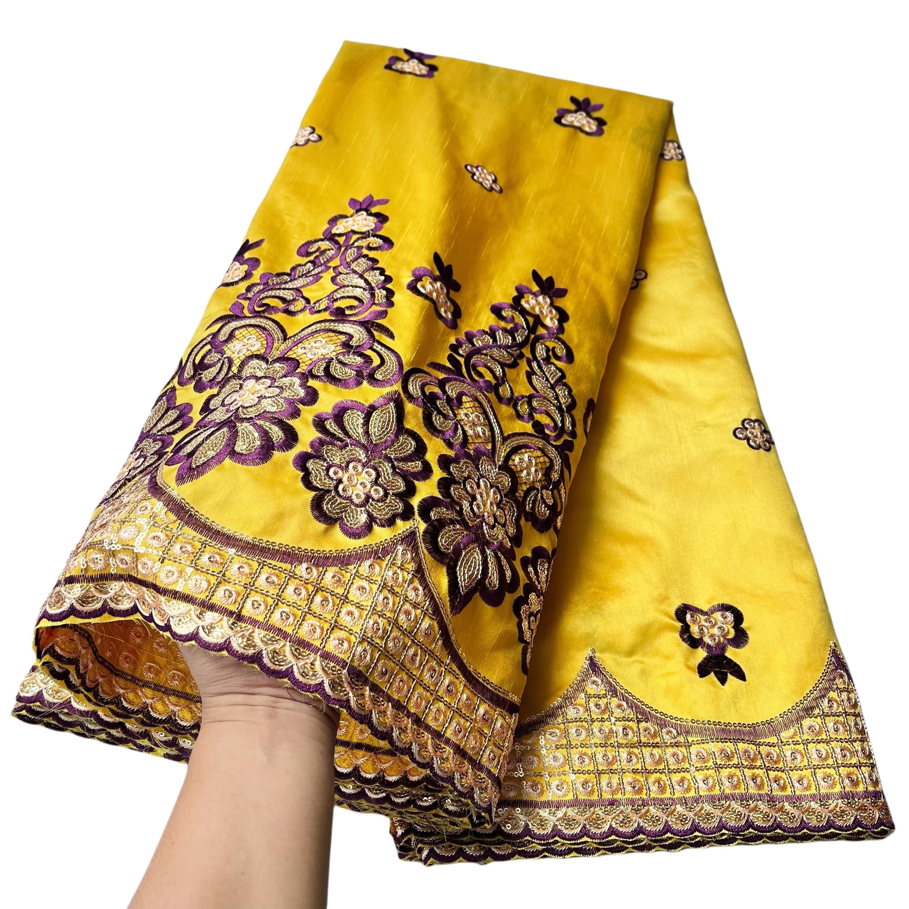 YQOINFKS новая вышивка Джордж кружевная ткань белое свадебное платье блестки