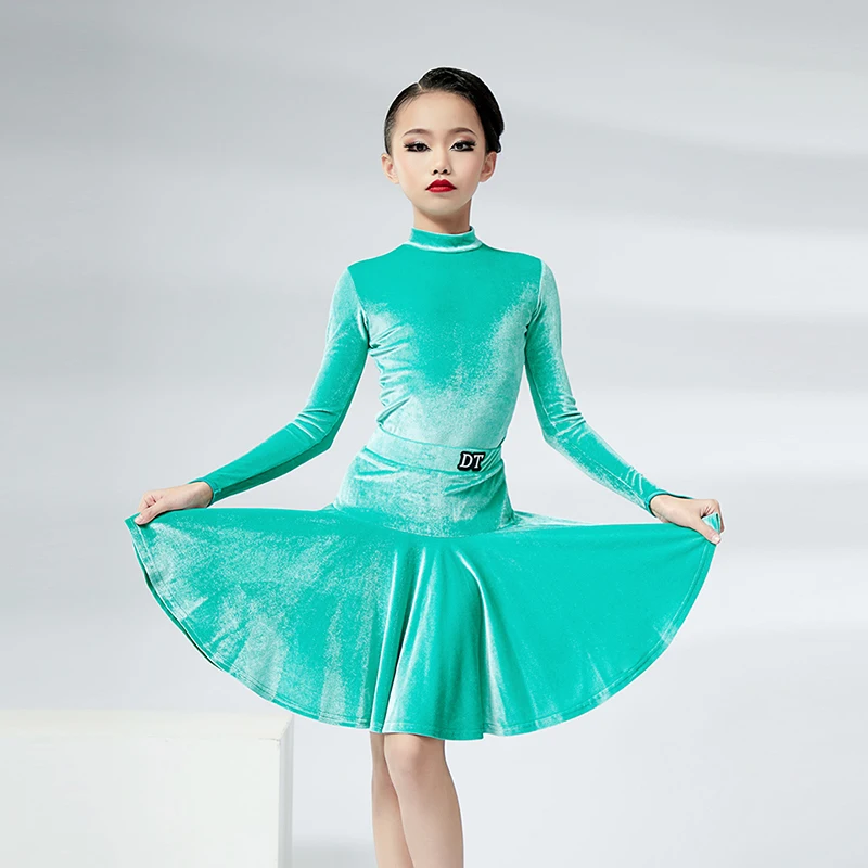 

Мятно-зеленое платье для латиноамериканских танцев, одежда для тренировок самбы, танго для девочек, одежда для выступлений и выступлений YS3225