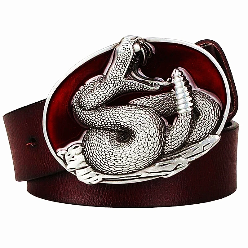 Free Shipping Fashion Belt Snake Genuine Leather Rattlesnake Sign Metal Buckle Decorative Clothing Accessories
