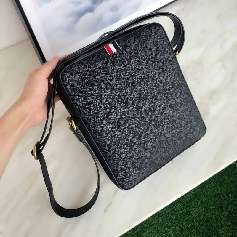 Men's Shoulder Bag Side Edge Red White Striped Classic Design Fashion Handbag High Quality Genuine Leather TB Messenger Bags