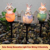solar rabbit led warm light for patio garden yard lawn decoration statues stake lamp outdoor waterproof bunny statue easter eggs