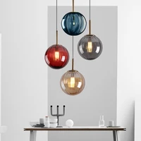 modern colorful glass ball pendant lamp nordic led lighting fixtures home bedroom restaurant living room suspension luminaires