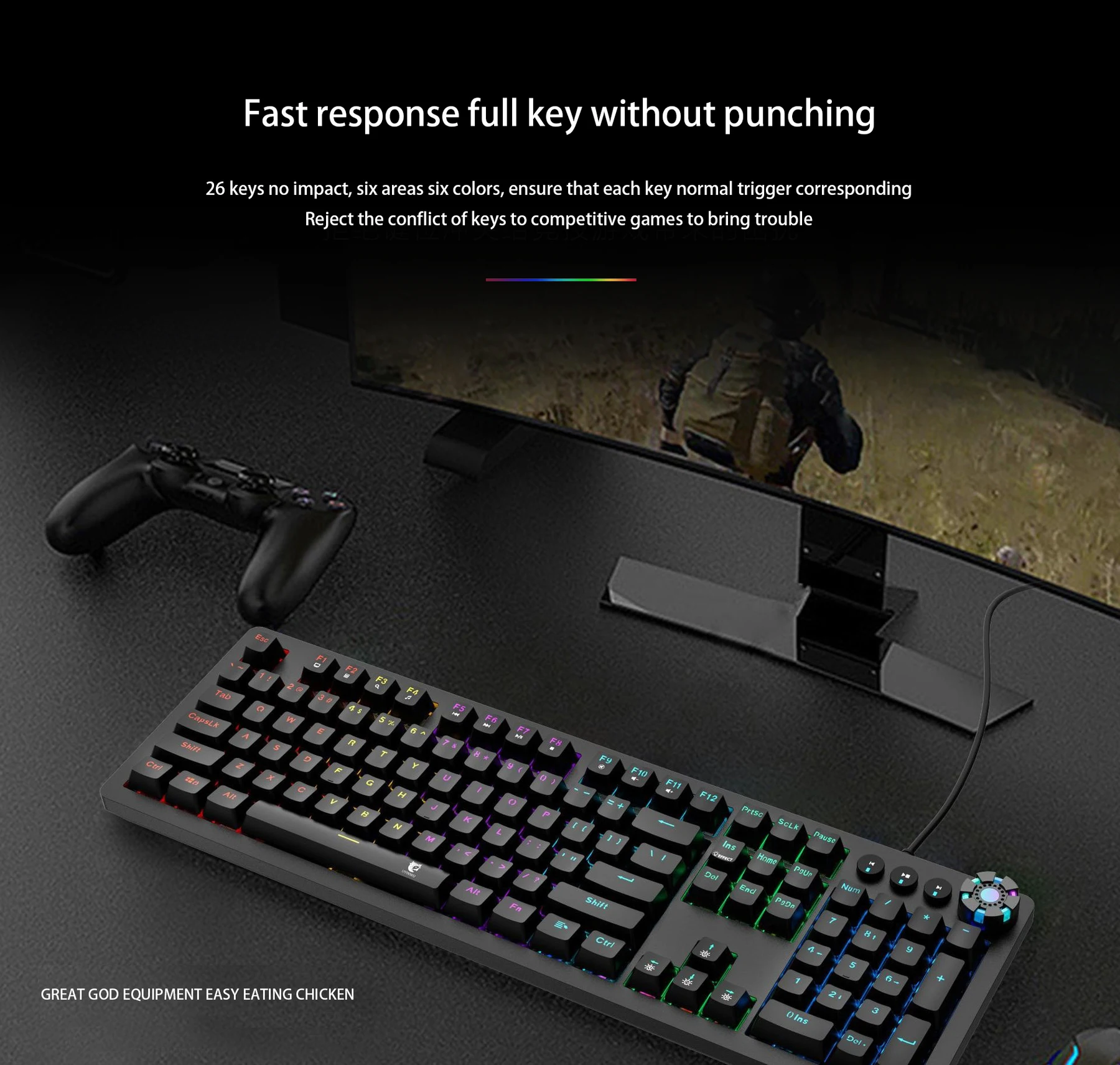 

Клавиатура Механическая с зелеными осями, отличный игровой ноутбук с разноцветной RGB-подсветкой, механическая клавиатура для соревнований