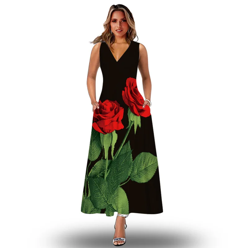 

Женский винтажный сарафан с V-образным вырезом, без рукавов, с цветочным принтом