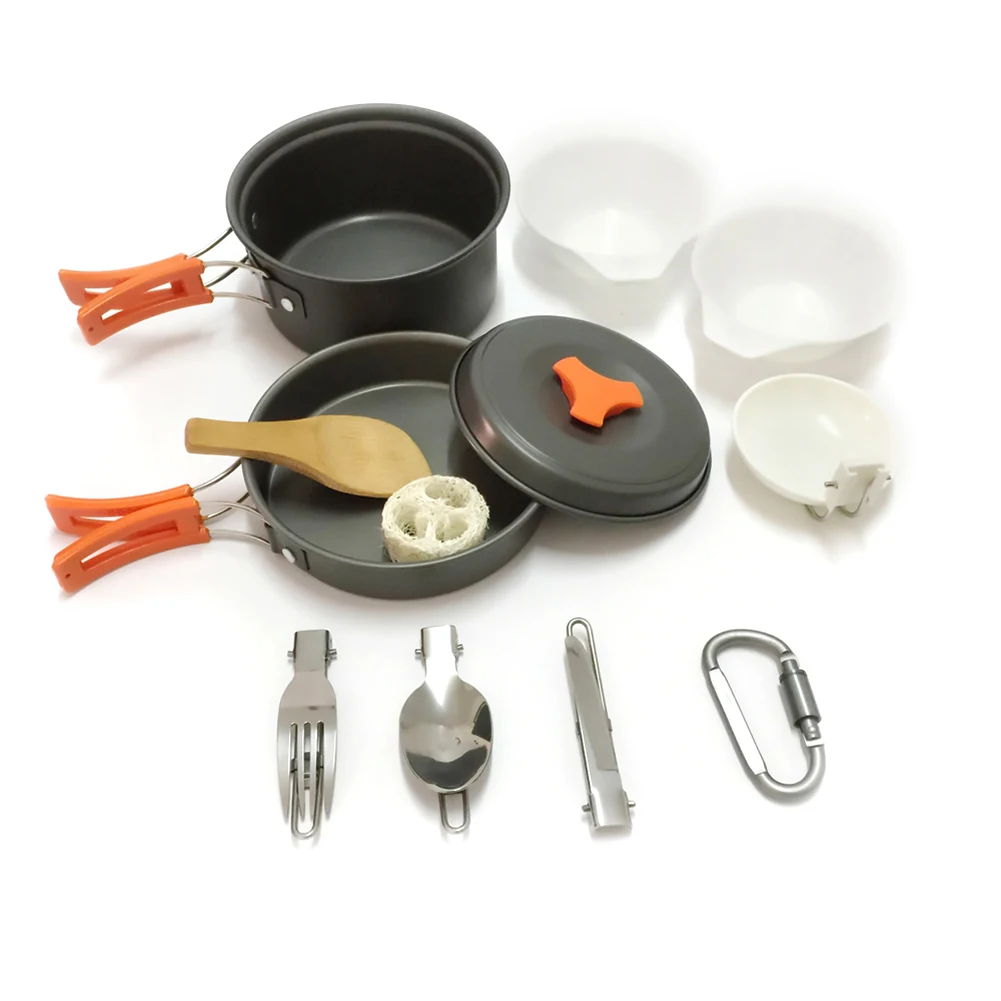 

12Pcs Picnic Bowl Pot Pan Kits 1-2 People Aluminum Portable Outdoor Camping Hiking Cookware Backpacking Cooking