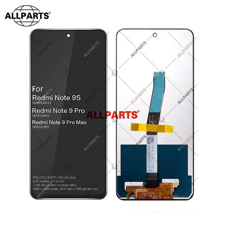 

6.67 " Display for Xiaomi Redmi Note 9S LCD Redmi Note 9 Pro / Pro Max Display Touch Screen M2003J6A1G M2003J6A1I M2003J6B1I