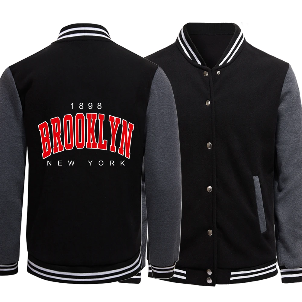 Brooklyn New York Мужская осенняя уличная куртка с принтом и капюшоном на молнии из