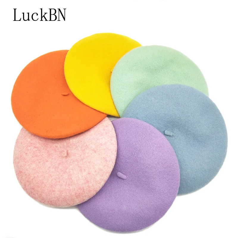 

Женские шерстяные береты 40 цветов, осенне-зимний винтажный однотонный берет, женские шапки, шляпки, шапки, французская художница, универсальная теплая шапка для прогулок