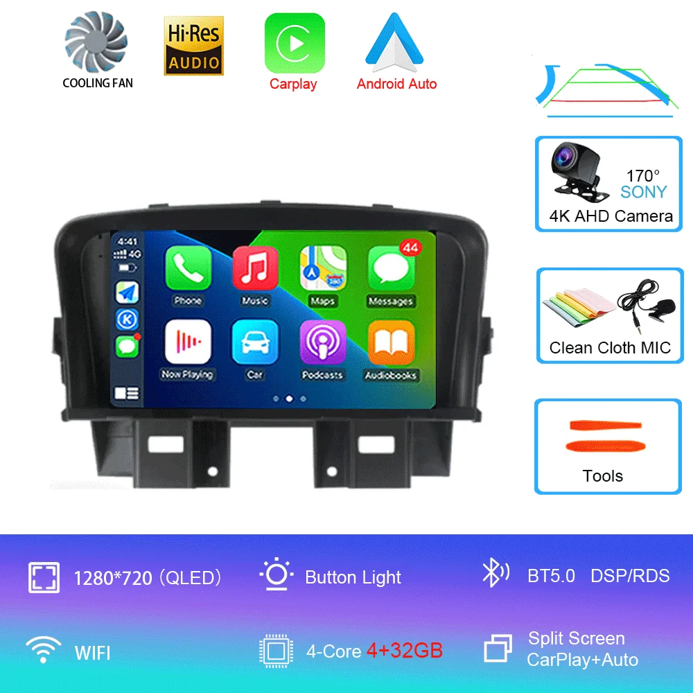 

7-дюймовый автомобильный Android15 для Chevrolet Cruze 2008-2014, автомобильный радиоприемник, видеоплеер, мультимедийный GPS Carplay, авто BT RDS, встроенная навигация