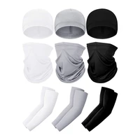 3 set uv protection neck gaiter scarf face cover ice silk cooling arm sleeves skull cap helmet liner for women men